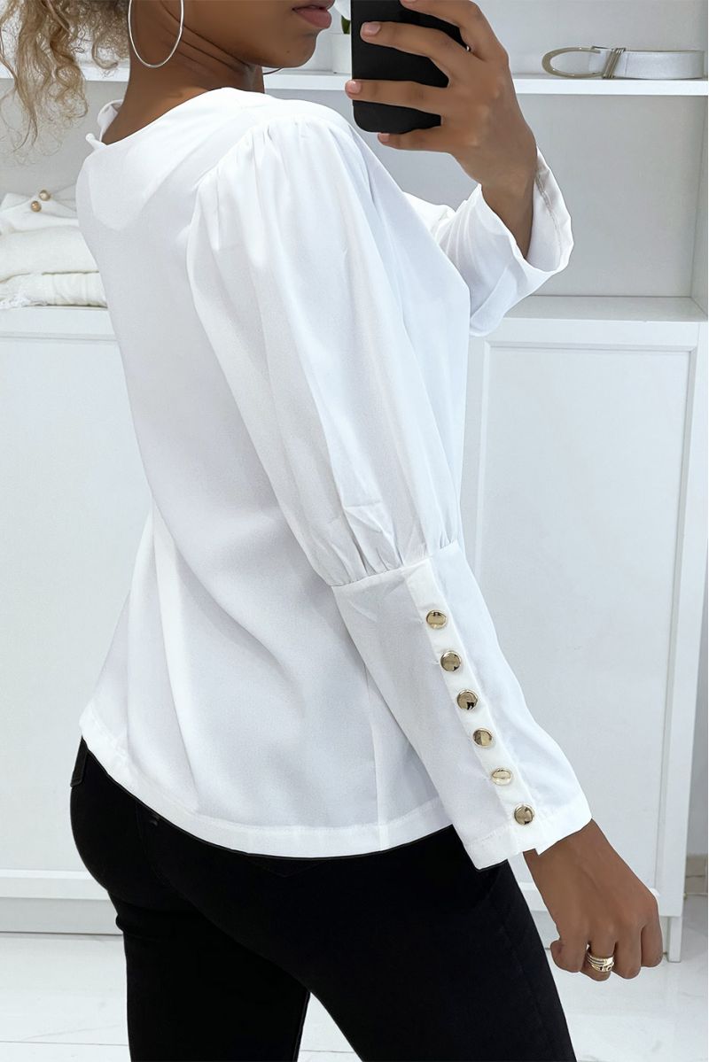 BLOUSE BLANCHE À BOUTONS DORÉS