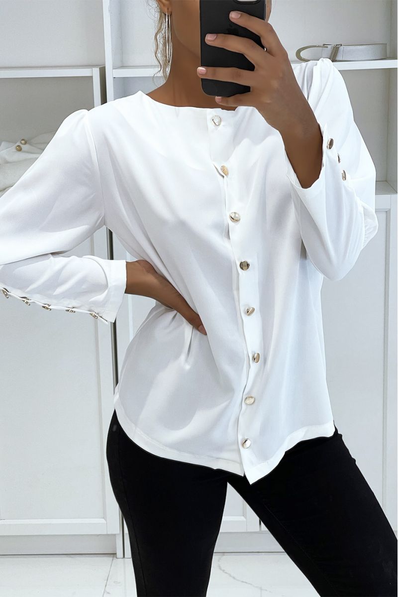 BLOUSE BLANCHE À BOUTONS DORÉS