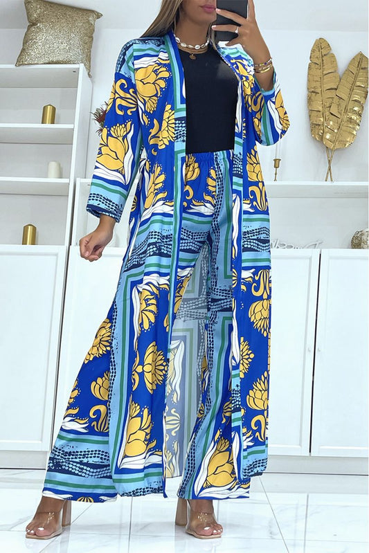 Ensemble kimono à imprimé Bleu Royal