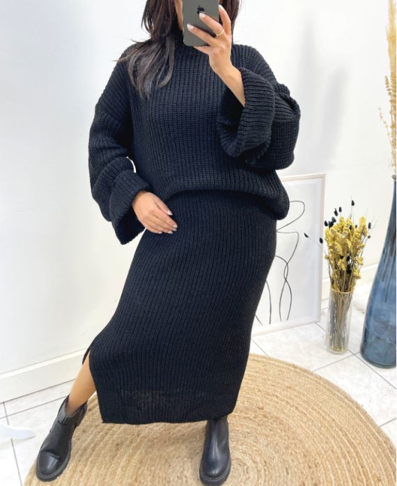 ENSEMBLE MAXI PULLOVER + JUPE MAILLE