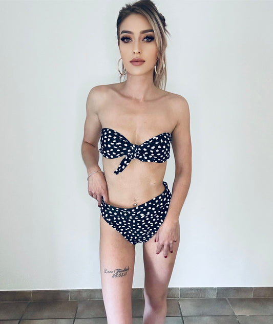 Maillot de bain bandeau noir et blanc