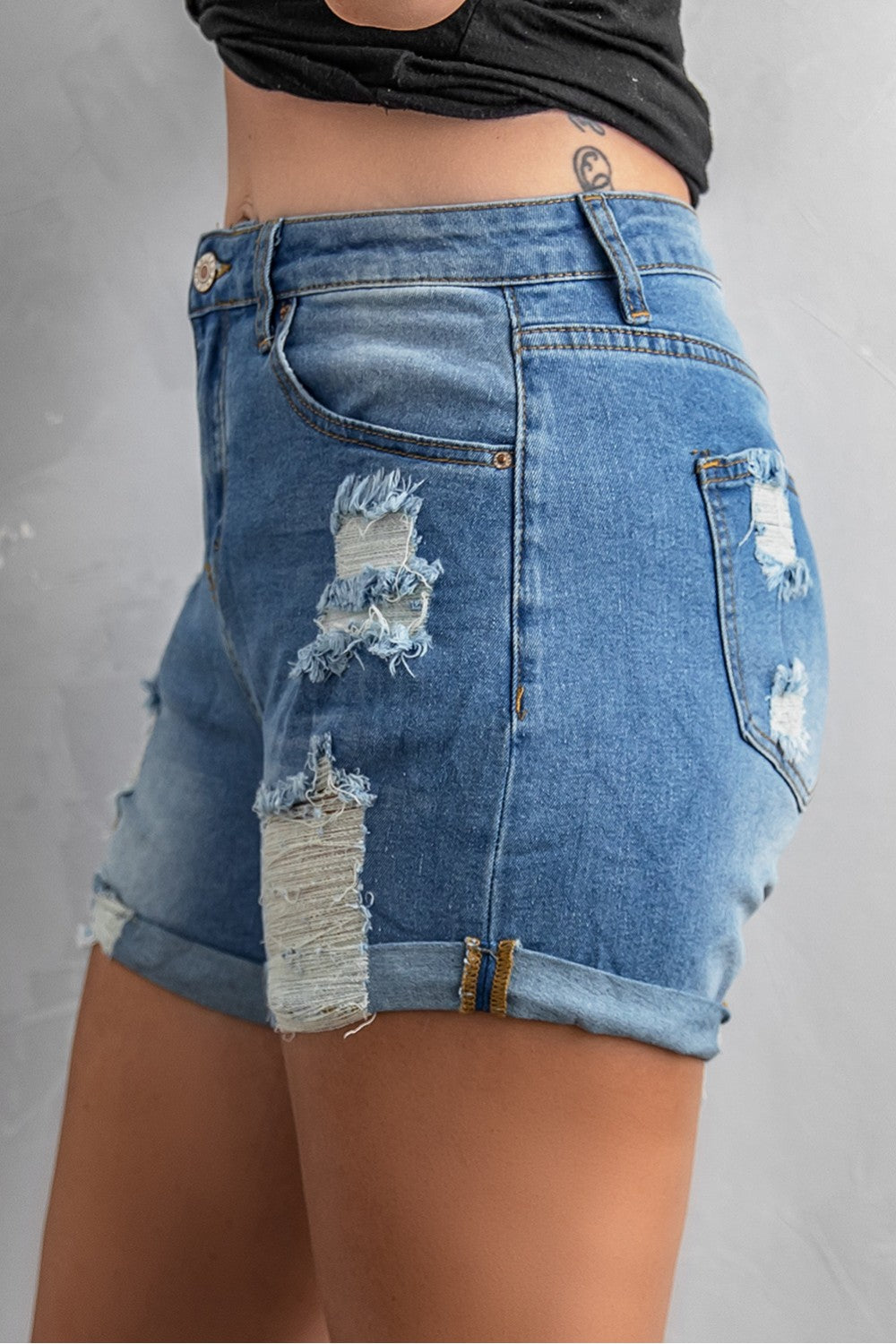 Short en jean taille haute