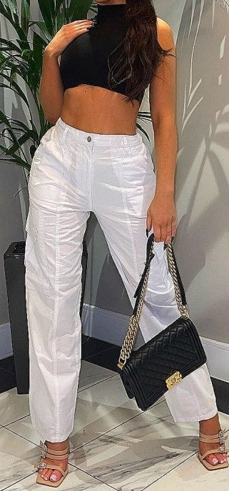 Pantalon cargo blanc